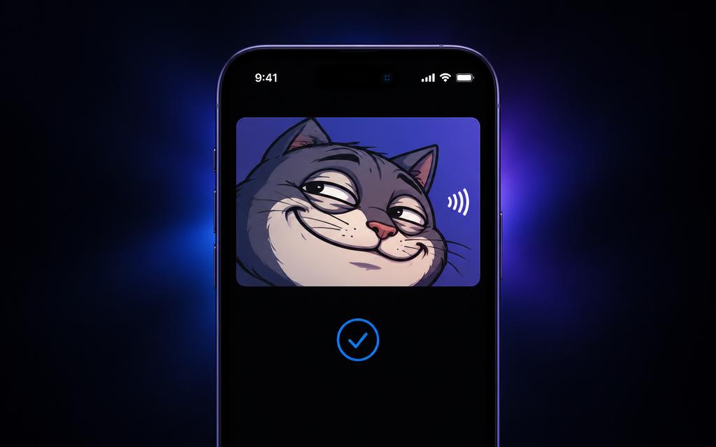 Wallet card with a funny cartoon face
